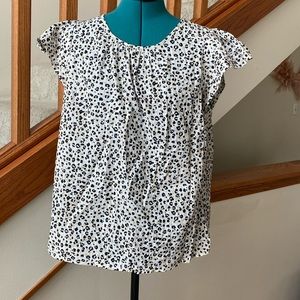 J. Crew shirt short sleeve animal print top blouse flouncy sleeve